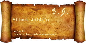 Vilmos Jolán névjegykártya